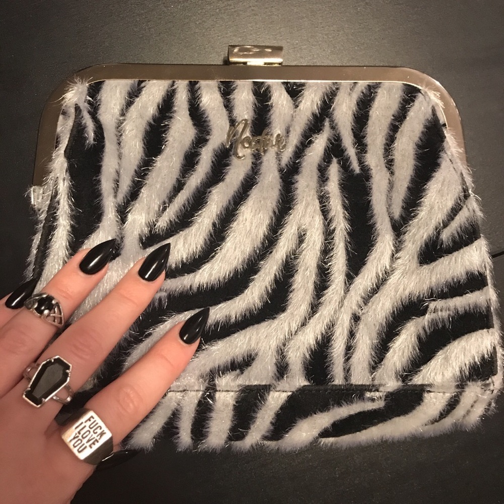 Fuzzy Zebra y2k Flip Phone Pocket Clutch